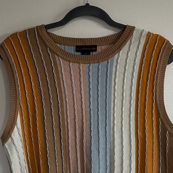 House of Harlow Striped Sleeveless Sweater/Top Metallic Detail, Size XL - Picture 4 of 6